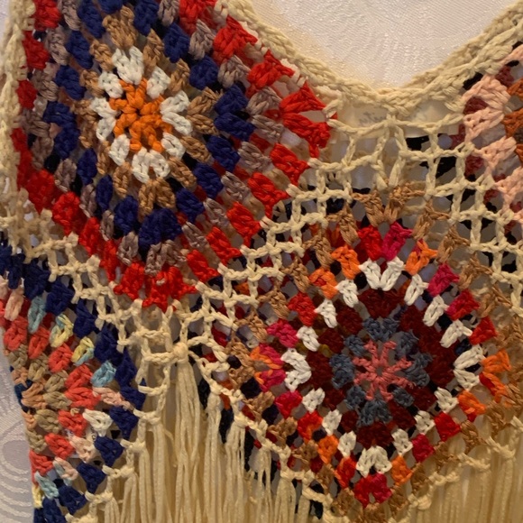 Granny square Colorful Crochet Knit tank Top Era Vanity boho festivals hippie - Picture 7 of 12
